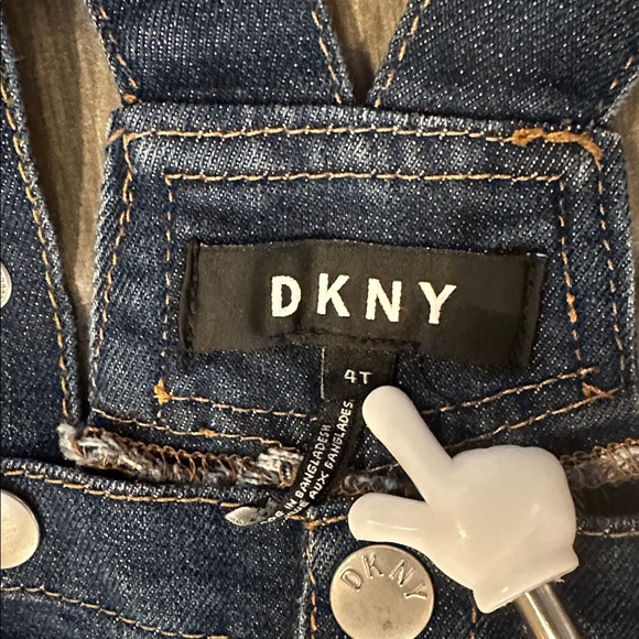 DKNY Kids Dark Blue Denim Overall Skirt with DKNY Silver Buttons. Obviously EUC - Picture 4 of 6